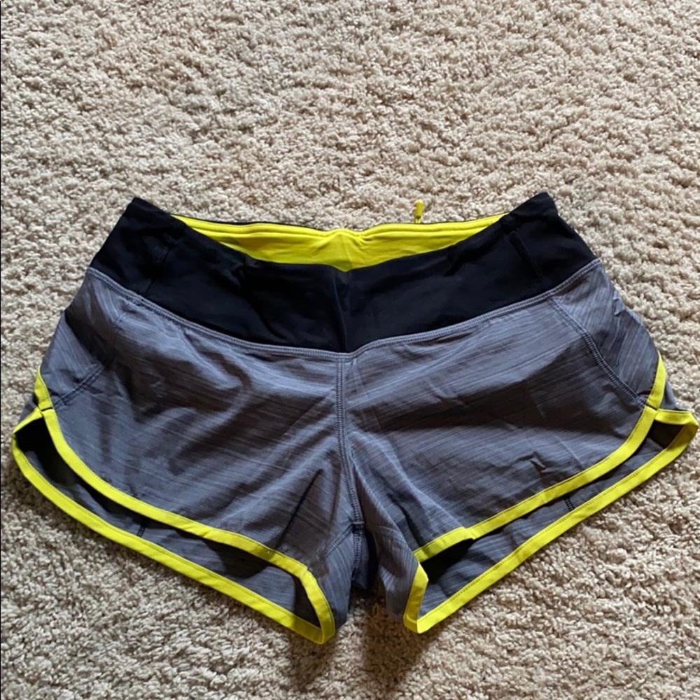 Lululemon shorts, black grey and yellow size 4